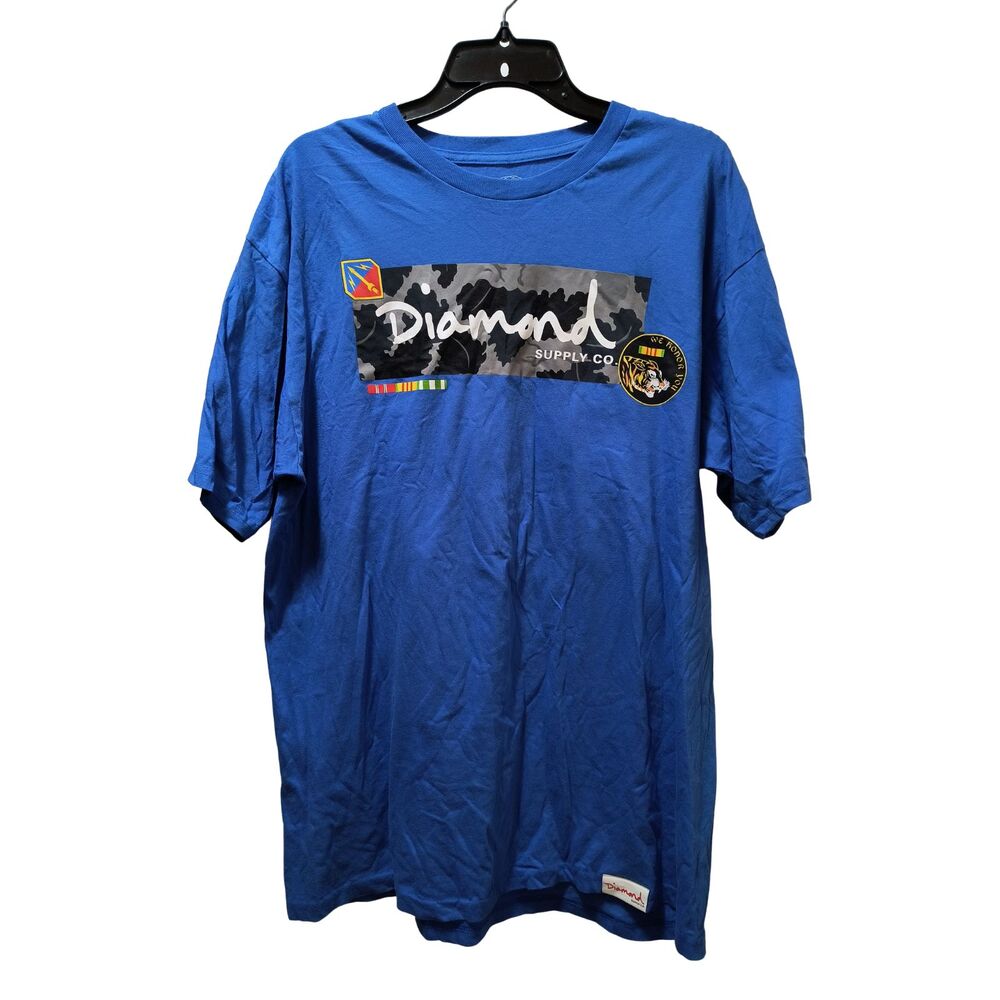 Diamond Supply Co Special Forces Camo Box Logo Tee Men’s Large Royal Blue